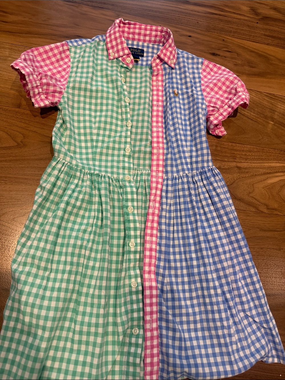 Ralph Lauren Pink, Green & Blue Gingham Polo Dress - Picture 3 of 5